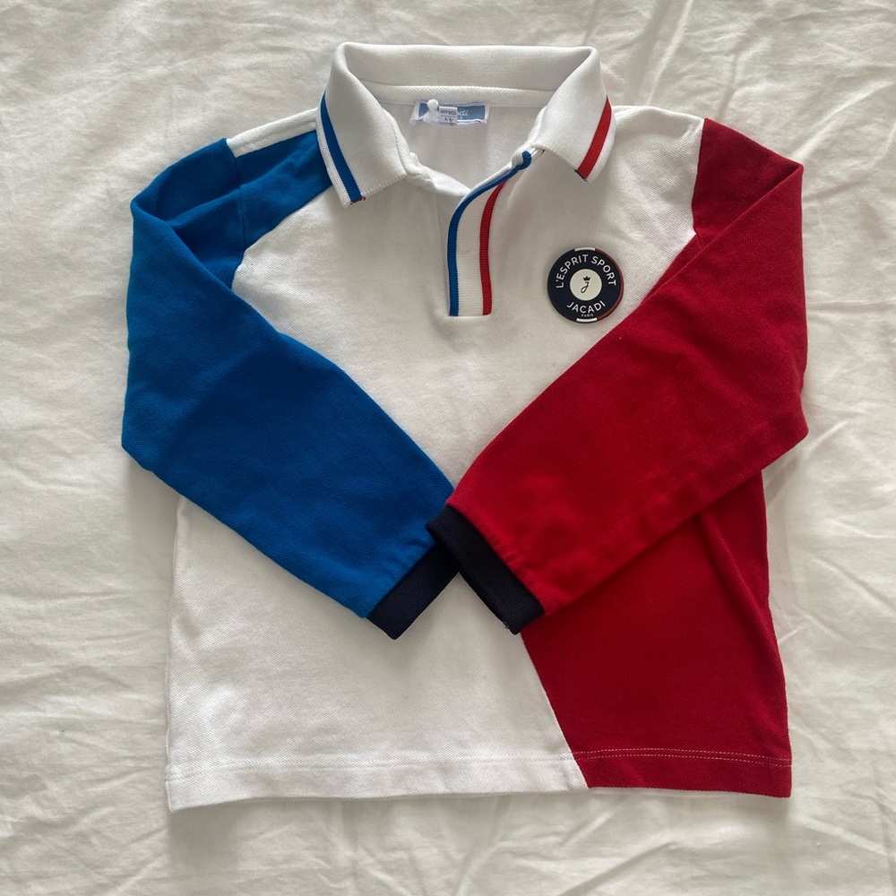 Jacadi Paris boy long sleeve polo shirt. Size toddler 4 (fits more like 3yo).